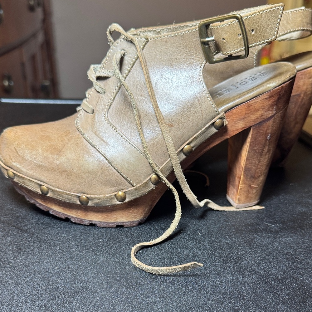 BED|STU Brown Leather Lace-Up Mules